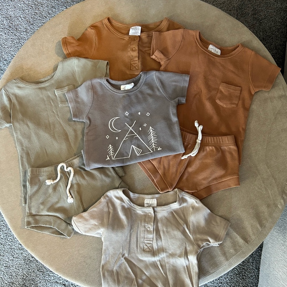 Mebie baby ribbed short and tee set